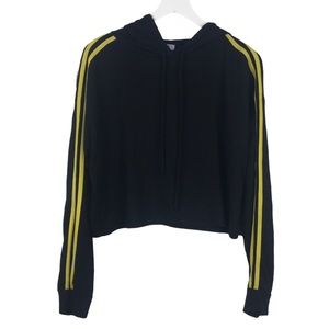 Cali Baby Black Yellow Stripe Cropped Zip Up Sweater Jacket